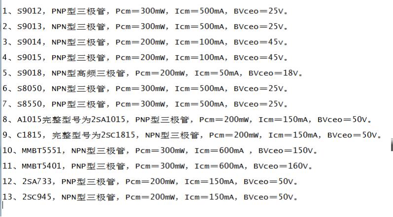 三極管絲印參數 三極管絲印參數